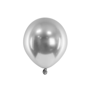 CHB1-5-018 Party Deco Mini chromované balóny - Glossy 12cm, 10ks Stříbrná
