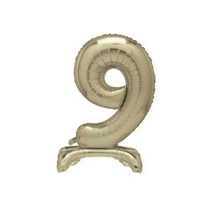 Balónek fóliový číslo 9 zlaté stojící 70 cm Balónek fóliový číslo 9 zlaté stojící 70 cm