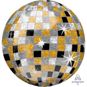Disco koule zlato-stříbrno-černý balónek 38 cm x 40 cm Amscan Disco koule zlato-stříbrno-černý balónek 38 cm x 40 cm Amscan