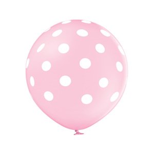 Balónek světle růžový s potiskem bílé tečky velký 60 cm belbal Balónek světle růžový s potiskem bílé tečky velký 60 cm belbal