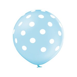 Balónek světle modrý s potiskem bílé tečky velký 60 cm belbal Balónek světle modrý s potiskem bílé tečky velký 60 cm belbal