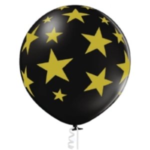 Balón černý s potiskem zlaté hvězdy 60 cm B 250 BELBAL Balón černý s potiskem zlaté hvězdy 60 cm B 250 BELBAL