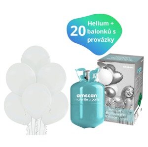 Helium set s balónky 20 ks bílé Helium set s balónky 20 ks bílé