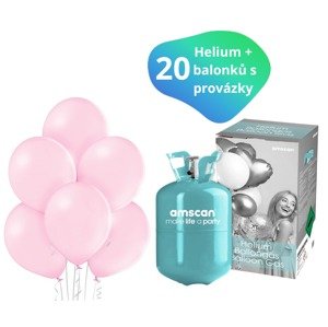 Party helium sada + balónky 20 ks světle růžové Party helium sada + balónky 20 ks světle růžové