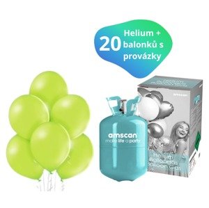 Helium na 20 balonků + balónky 20 ks světle zelené Helium na 20 balonků + balónky 20 ks světle zelené