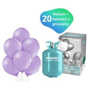 Helium sada + balónky 20 ks světle fialové Helium sada + balónky 20 ks světle fialové
