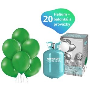 Helium sada + balónky 20 ks zelené Helium sada + balónky 20 ks zelené