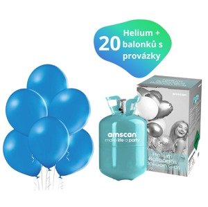 Helium sada + balónky 20 ks modré Helium sada + balónky 20 ks modré