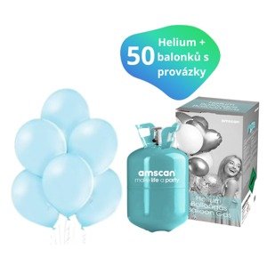 Helium sada + balónky 50 ks světle modré Helium sada + balónky 50 ks světle modré