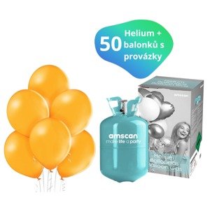 Helium sada + balónky 50 ks oranžové Helium sada + balónky 50 ks oranžové