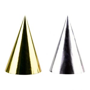 Čepičky zlaté a stříbrné metalické 4 ks, 17 cm Čepičky zlaté a stříbrné metalické 4 ks, 17 cm