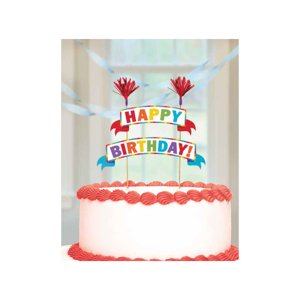 Dekorace na dort barevný nápis Happy Birthday 15 cm x 20 cm Dekorace na dort barevný nápis Happy Birthday 15 cm x 20 cm