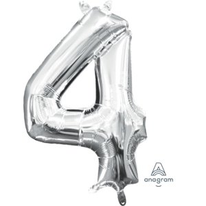 Amscan Balónek foliový narozeniny číslo 4 stříbrný 35 cm Amscan Balónek foliový narozeniny číslo 4 stříbrný 35 cm