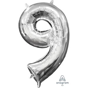 Amscan Balónek foliový narozeniny číslo 9 stříbrný 35 cm Amscan Balónek foliový narozeniny číslo 9 stříbrný 35 cm