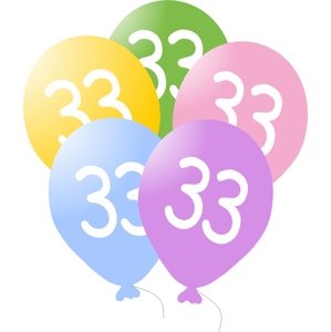 Balonky narozeniny 5ks s číslem 33 balonky.cz Balonky narozeniny 5ks s číslem 33 balonky.cz