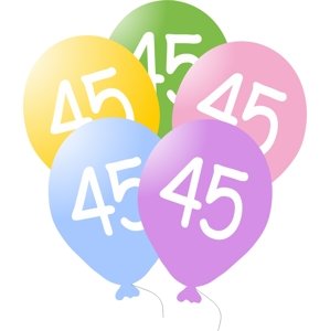 Balonky narozeniny 5ks s číslem 45 balonky.cz Balonky narozeniny 5ks s číslem 45 balonky.cz