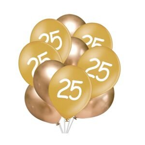 Balónky 25 narozeniny zlaté 10 ks 30 cm mix Balonky.cz Balónky 25 narozeniny zlaté 10 ks 30 cm mix Balonky.cz