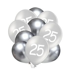Balónky 25 narozeniny stříbrné 10 ks 30 cm mix Balonky.cz Balónky 25 narozeniny stříbrné 10 ks 30 cm mix Balonky.cz