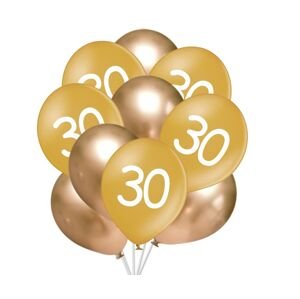 Balónky 30 narozeniny zlaté 10 ks 30 cm mix balonky.cz Balónky 30 narozeniny zlaté 10 ks 30 cm mix balonky.cz