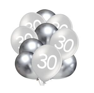 Balónky 30 narozeniny stříbrné 10 ks 30 cm mix Balonky.cz Balónky 30 narozeniny stříbrné 10 ks 30 cm mix Balonky.cz