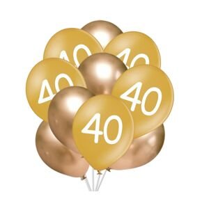 Balónky 40 narozeniny zlaté 10 ks 30 cm mix balonky.cz Balónky 40 narozeniny zlaté 10 ks 30 cm mix balonky.cz