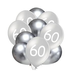 Balónky 60 narozeniny stříbrné 10 ks 30 cm mix Balonky.cz Balónky 60 narozeniny stříbrné 10 ks 30 cm mix Balonky.cz