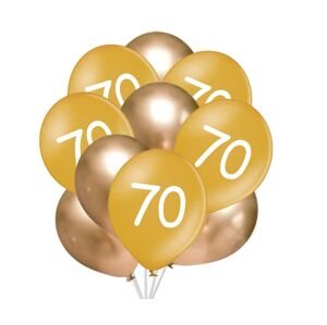 Balónky 70 narozeniny zlaté 10 ks 30 cm mix balonky.cz Balónky 70 narozeniny zlaté 10 ks 30 cm mix balonky.cz