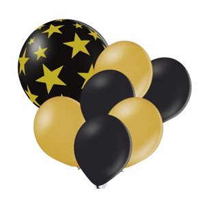 Set balónků černý balón s hvězdami a zlaté a černé balónky 7 ks balonky.cz Set balónků černý balón s hvězdami a zlaté a černé balónky 7 ks balonky.cz