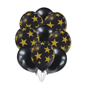 Balónky černé zlaté hvězdy mix 10ks 30 cm balonky.cz Balónky černé zlaté hvězdy mix 10ks 30 cm balonky.cz