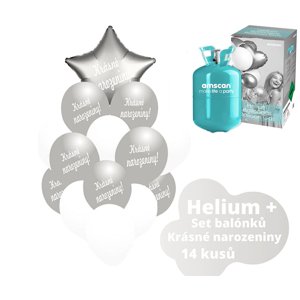 Helium set - stříbrné balónky KRÁSNÉ NAROZENINY - Balobky.cz Helium set - stříbrné balónky KRÁSNÉ NAROZENINY - Balobky.cz