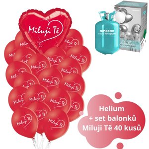 Helium set - červené balónky Miluji Tě 40 ks balonky.cz Helium set - červené balónky Miluji Tě 40 ks balonky.cz