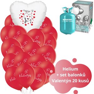 Helium set - červené balónky Miluji Tě a Valentýn 20 ks balonky.cz Helium set - červené balónky Miluji Tě a Valentýn 20 ks balonky.cz