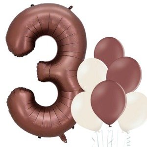 Balónek číslo 3 hnědý 66 cm la griseo Balónek číslo 3 hnědý 66 cm la griseo