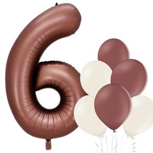 Balónek číslo 6 hnědý 66 cm la griseo Balónek číslo 6 hnědý 66 cm la griseo