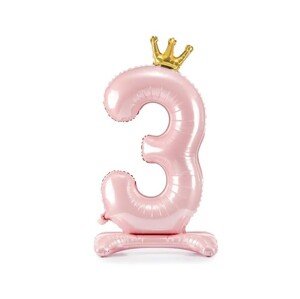 Balónek číslo 3 stojící růžový s korunkou 84 cm Balónek číslo 3 stojící růžový s korunkou 84 cm