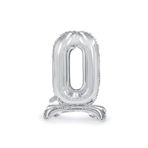 Balónek fóliový číslo 0 stříbrný stojící 70 cm