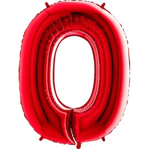 Balónek fóliový číslo 0 červené 0 102 cm