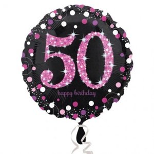 Balónek Sparkling růžový foliový "50" 43 cm