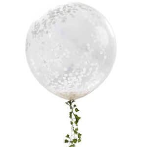 Balóny transparentní 91 cm jumbo s bílými konfetami 3 ks
