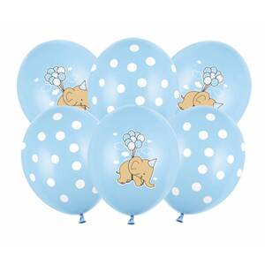 Balónky s potiskem "Slon a tečky" modrý 6 ks
