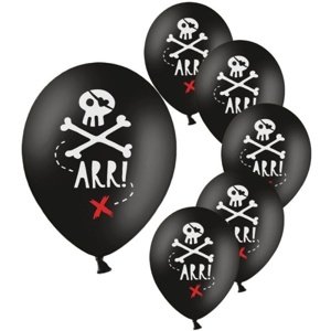 Balónky s potiskem Pirát černé 6 ks 30 cm