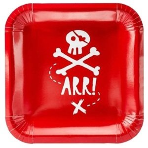 Pirátská party - talíře červené 20x20cm