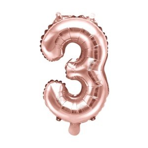 Balónek fóliový "3" růžové zlato 35 cm