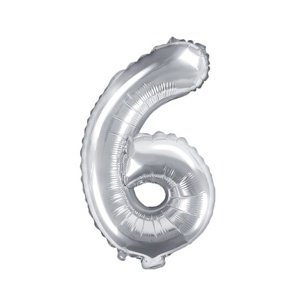 Balónek fóliový "6" holografická stříbrná 35 cm