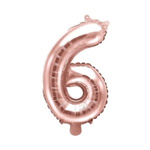 Balónek fóliový "6" růžové zlato 35 cm