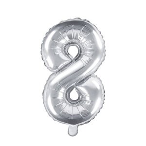 Balónek fóliový "8" holografická stříbrná 35 cm