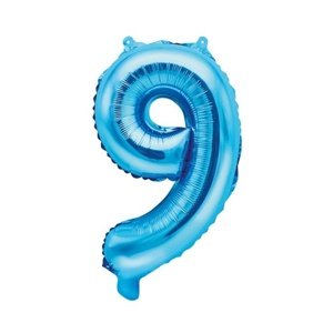 Balónek fóliový "9" modrá 35 cm