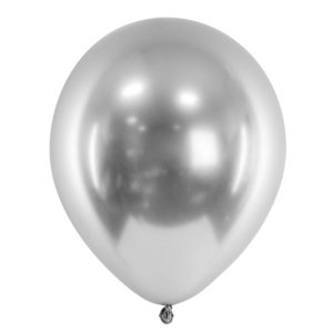 Balónek latexový lesklý Glossy stříbrný 30 cm 50 ks