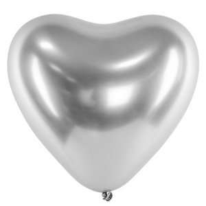 Balónek latexový Srdce Glossy lesklé stříbrné 30 cm 50 ks