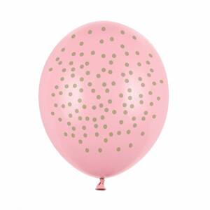 Balónky růžové se zlatými puntíky 30 cm 6 ks